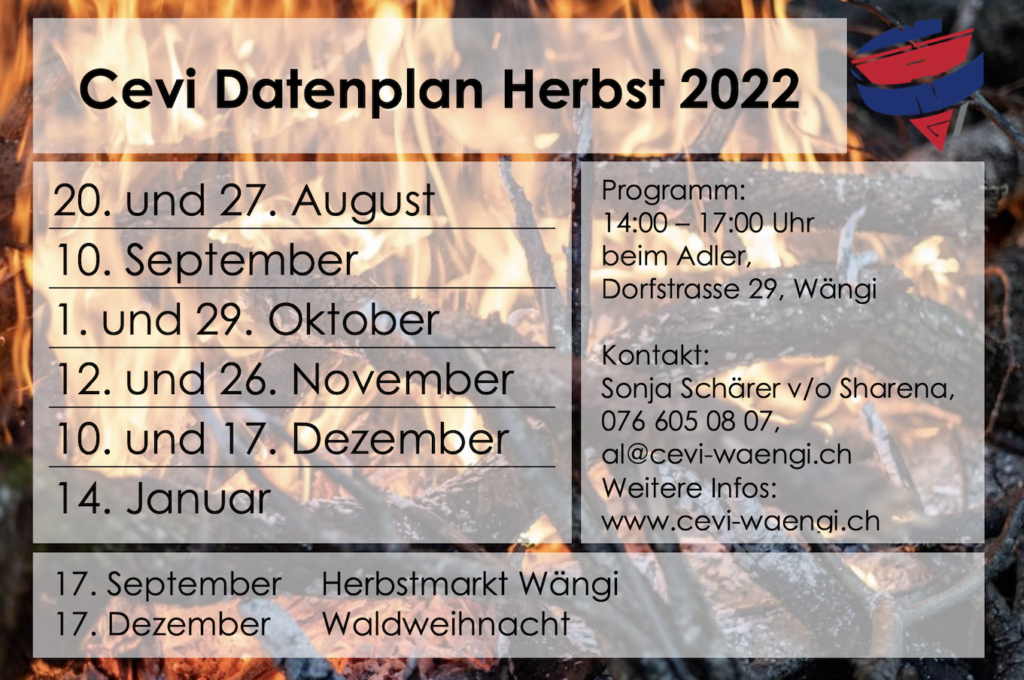 Cevi Datenplan Herbst 2022